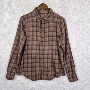 CP Shades Brown Plaid Cotton Button Down Shirt Long Sleeve Mens S Sustainable